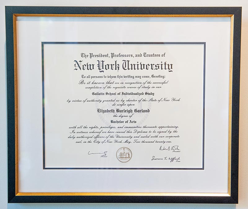 Nepenthe Gallery framing diploma