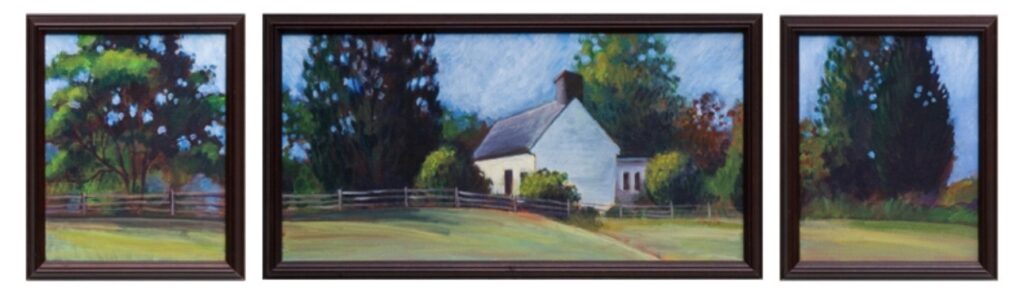 Grist Mill Cottage Triptych (Mt.Vernon) Artwork