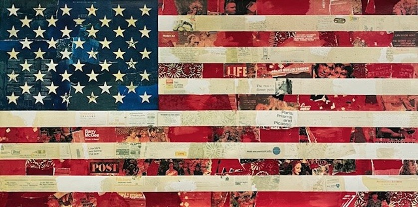 Limited edition silkscreen of American flag by Cey Adams